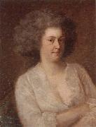 unknow artist Portrait of a lady,half-length,seated,wearing a white dress oil painting on canvas